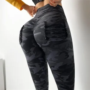Camouflage Fitness Pants Women's High Waist And Thin Tight Sports Trousers Running Peach Hip Yoga Pants